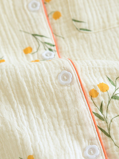 Rosélis - Elegante set di pigiama in cotone per donne con blusa a maniche corte e pantaloni corti elasticizzati