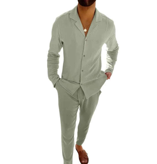 Elegante completo a due pezzi per uomo – Outfit casual con camicia e pantaloni