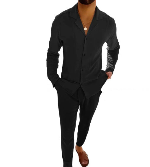 Elegante completo a due pezzi per uomo – Outfit casual con camicia e pantaloni