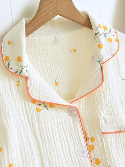 Rosélis - Elegante set di pigiama in cotone per donne con blusa a maniche corte e pantaloni corti elasticizzati
