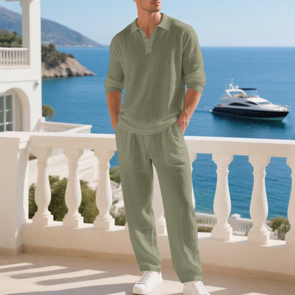 Set Estivo Leggero per Tempo Libero – Maglietta a Maniche Lunghe & Pantaloni per Uomini