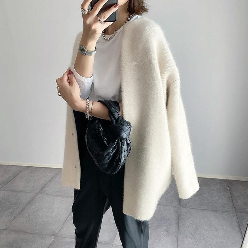 Cardigan Oversize Morbido per Donne – Elegante Giacca a Maglia Lunga con Bottoni e Look Moderno