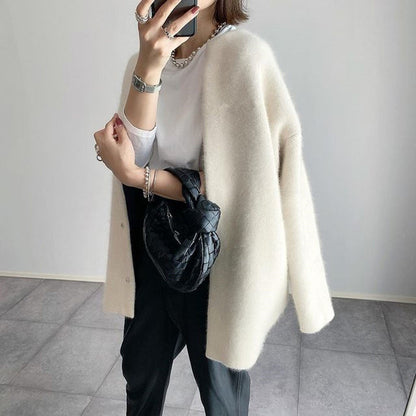 Cardigan Oversize Morbido per Donne – Elegante Giacca a Maglia Lunga con Bottoni e Look Moderno