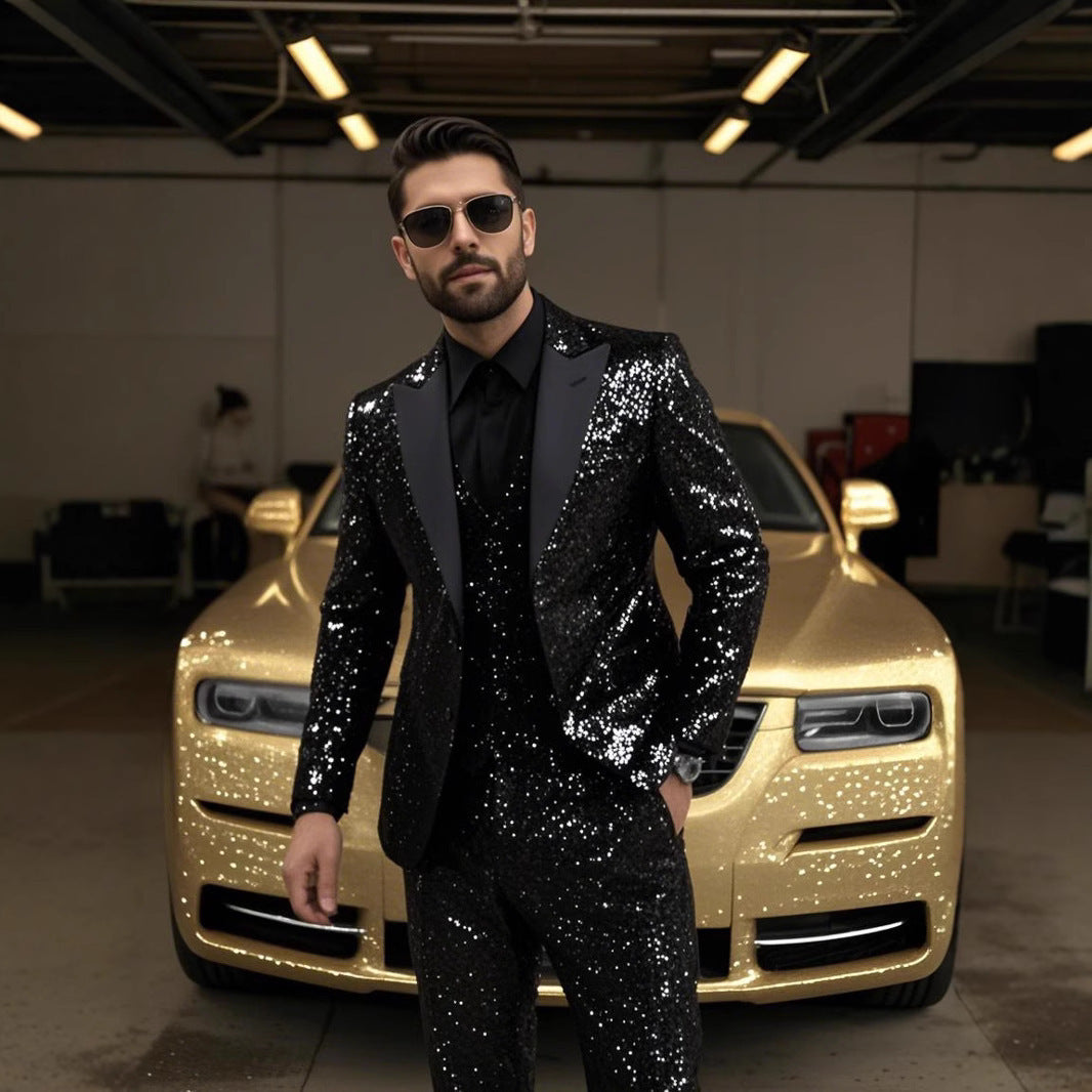 Completo scintillante in paillettes per uomini – Set elegante per feste e gala