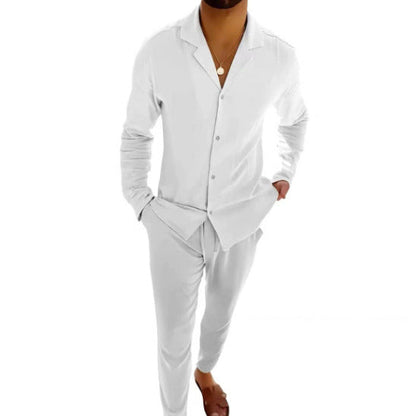 Elegante completo a due pezzi per uomo – Outfit casual con camicia e pantaloni