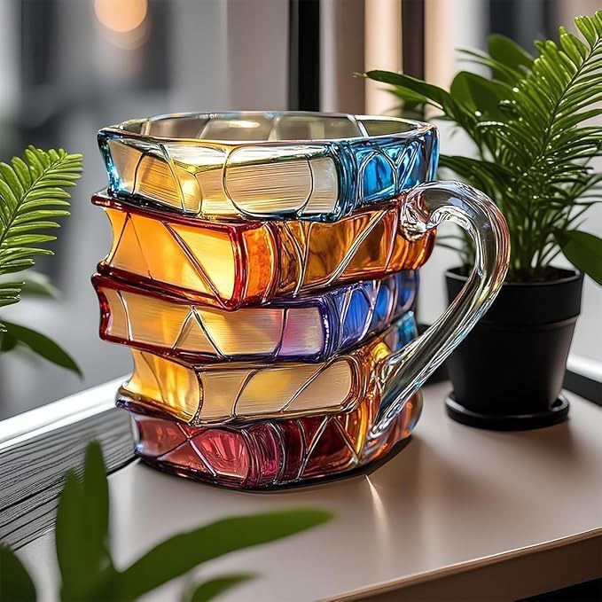 Livrélia - Tazza da caffè letteraria 3D fatta a mano e dipinta a mano – Regalo unico per gli amanti dei libri