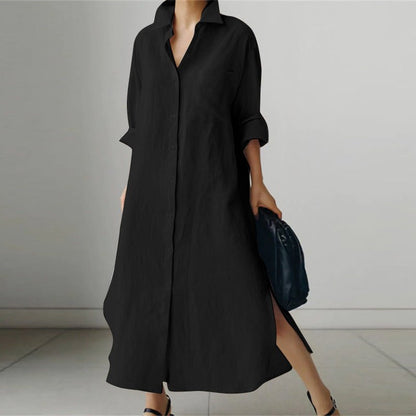 Louna - Abito Camicia Oversize in Lino | Stile Senza Sforzo | Leggero e Traspirante | Outfit Casual
