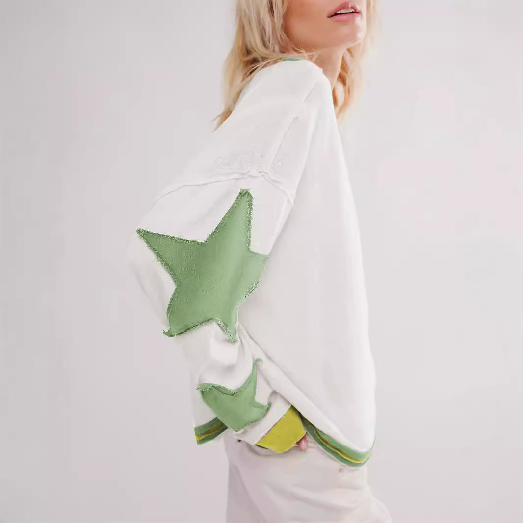 Pullover oversize con stelle in stile vintage – Maglione casual per donne