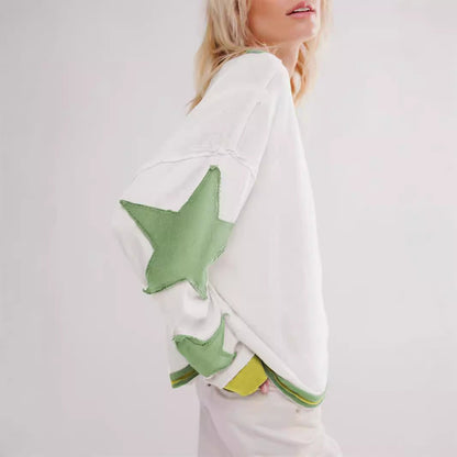 Maglione Oversize con Stelle in Stile Vintage – Comodo Sweater Casual per Donne