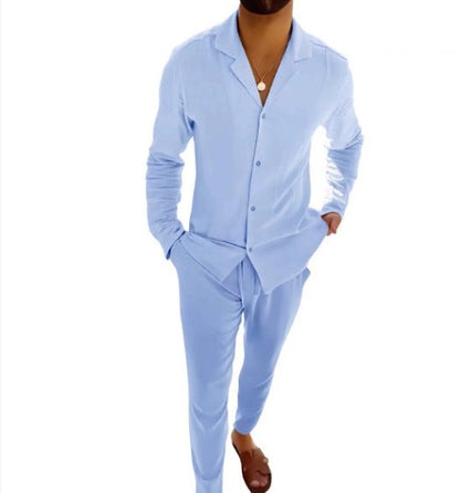 Elegante completo a due pezzi per uomo – Outfit casual con camicia e pantaloni