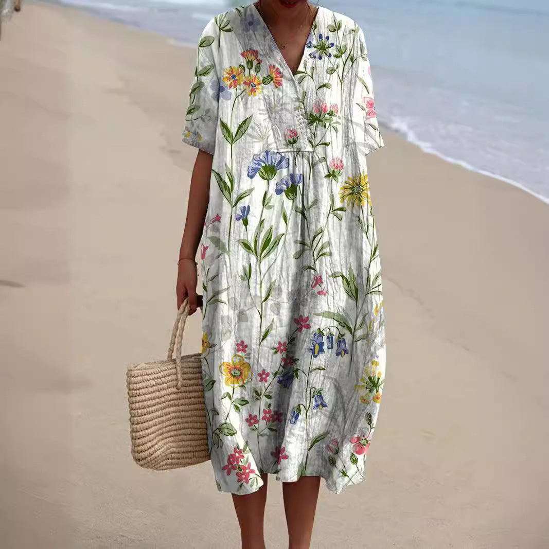 Abito estivo fluido da donna con stampa floreale – Leggero, Confortevole & Adatto alla Spiaggia