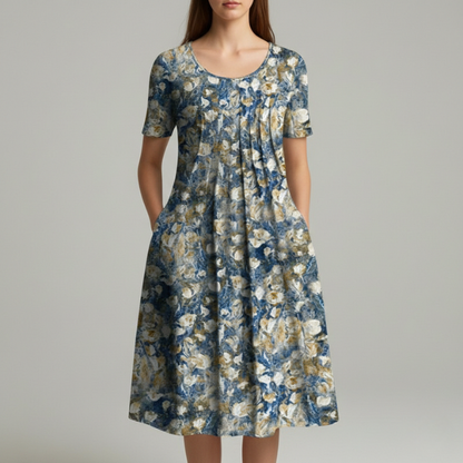 Abito estivo leggero con fiori e tasche – Abito casual per donne