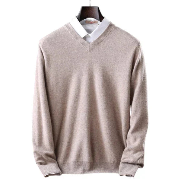 Elzéphine - Maglione in Cashmere Elegante e Morbido per Uomini con Maniche Lunghe e Collo a V