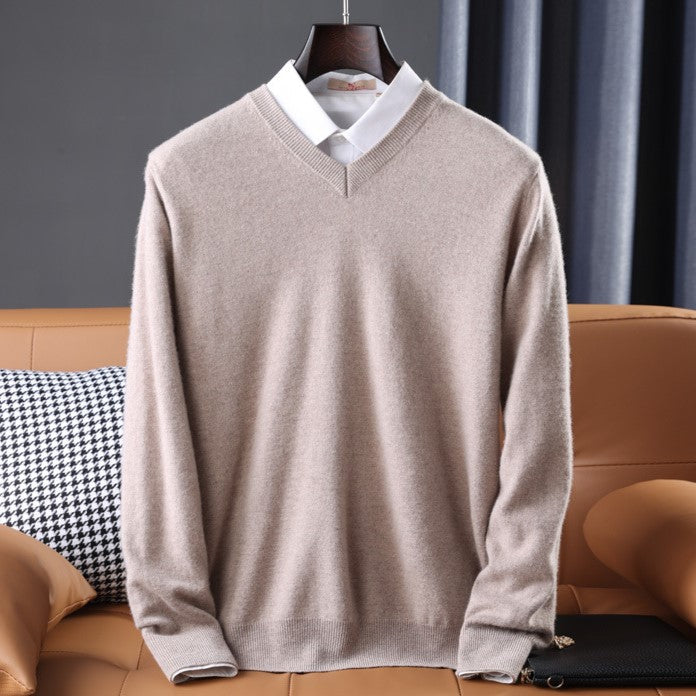 Elzéphine - Maglione in Cashmere Elegante e Morbido per Uomini con Maniche Lunghe e Collo a V