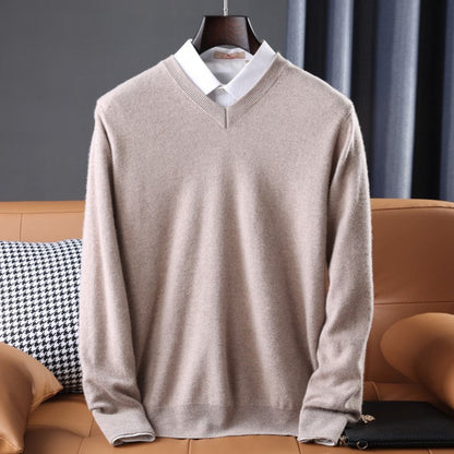 Elzéphine - Maglione in Cashmere Elegante e Morbido per Uomini con Maniche Lunghe e Collo a V