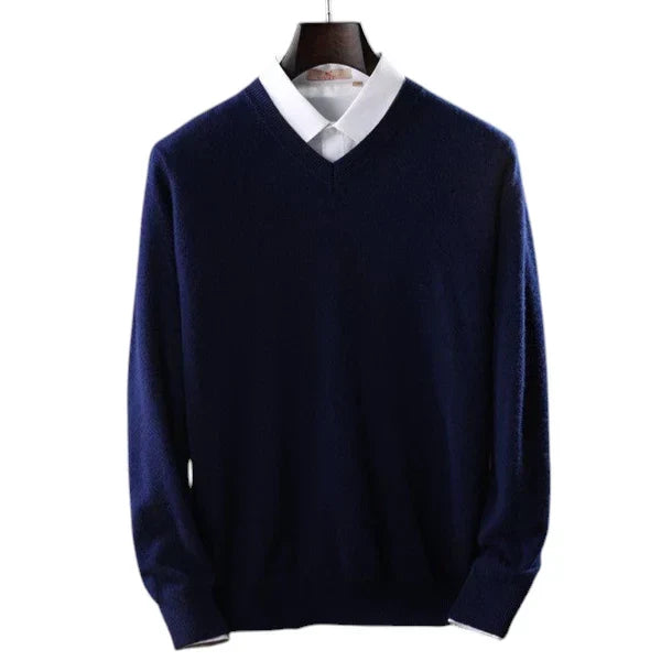 Elzéphine - Maglione in Cashmere Elegante e Morbido per Uomini con Maniche Lunghe e Collo a V