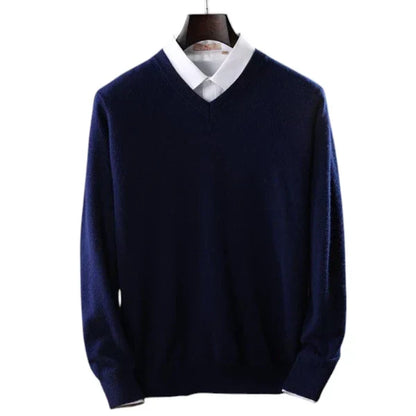 Elzéphine - Maglione in Cashmere Elegante e Morbido per Uomini con Maniche Lunghe e Collo a V