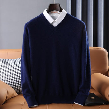 Elzéphine - Maglione in Cashmere Elegante e Morbido per Uomini con Maniche Lunghe e Collo a V