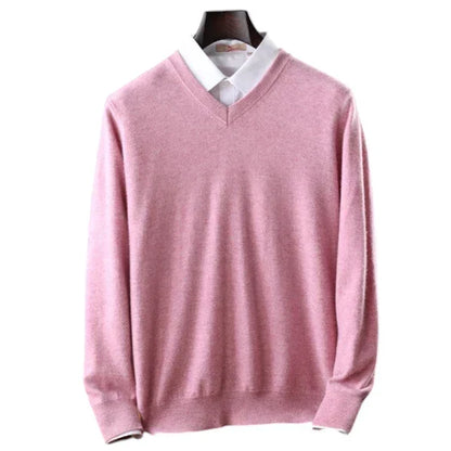 Elzéphine - Maglione in Cashmere Elegante e Morbido per Uomini con Maniche Lunghe e Collo a V