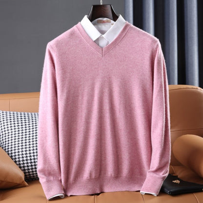 Elzéphine - Maglione in Cashmere Elegante e Morbido per Uomini con Maniche Lunghe e Collo a V
