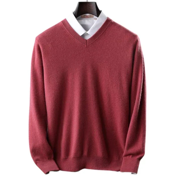 Elzéphine - Maglione in Cashmere Elegante e Morbido per Uomini con Maniche Lunghe e Collo a V