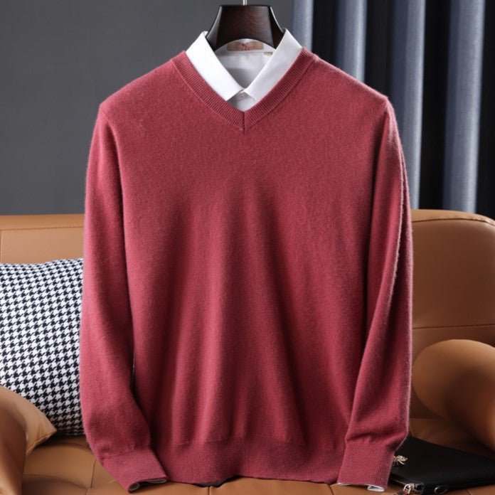Elzéphine - Maglione in Cashmere Elegante e Morbido per Uomini con Maniche Lunghe e Collo a V
