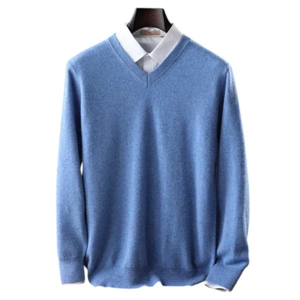 Elzéphine - Maglione in Cashmere Elegante e Morbido per Uomini con Maniche Lunghe e Collo a V