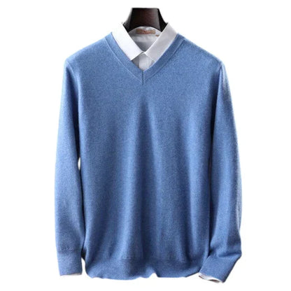 Elzéphine - Maglione in Cashmere Elegante e Morbido per Uomini con Maniche Lunghe e Collo a V