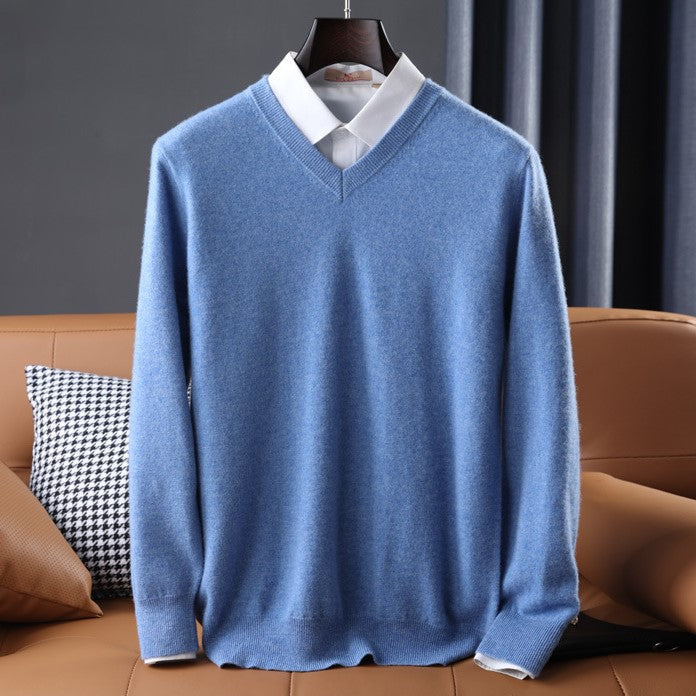 Elzéphine - Maglione in Cashmere Elegante e Morbido per Uomini con Maniche Lunghe e Collo a V