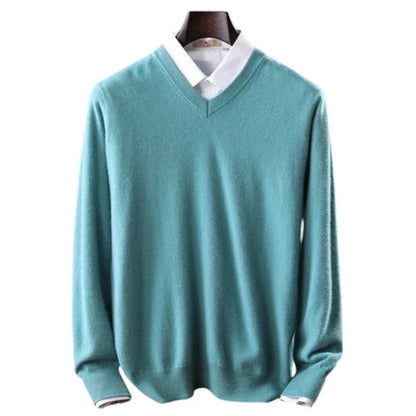 Elzéphine - Maglione in Cashmere Elegante e Morbido per Uomini con Maniche Lunghe e Collo a V