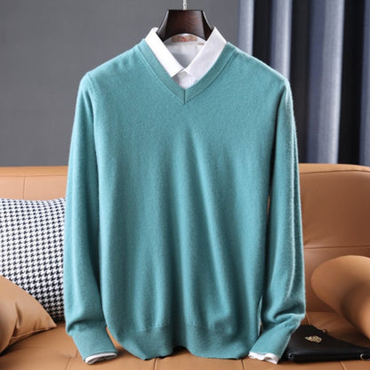 Elzéphine - Maglione in Cashmere Elegante e Morbido per Uomini con Maniche Lunghe e Collo a V
