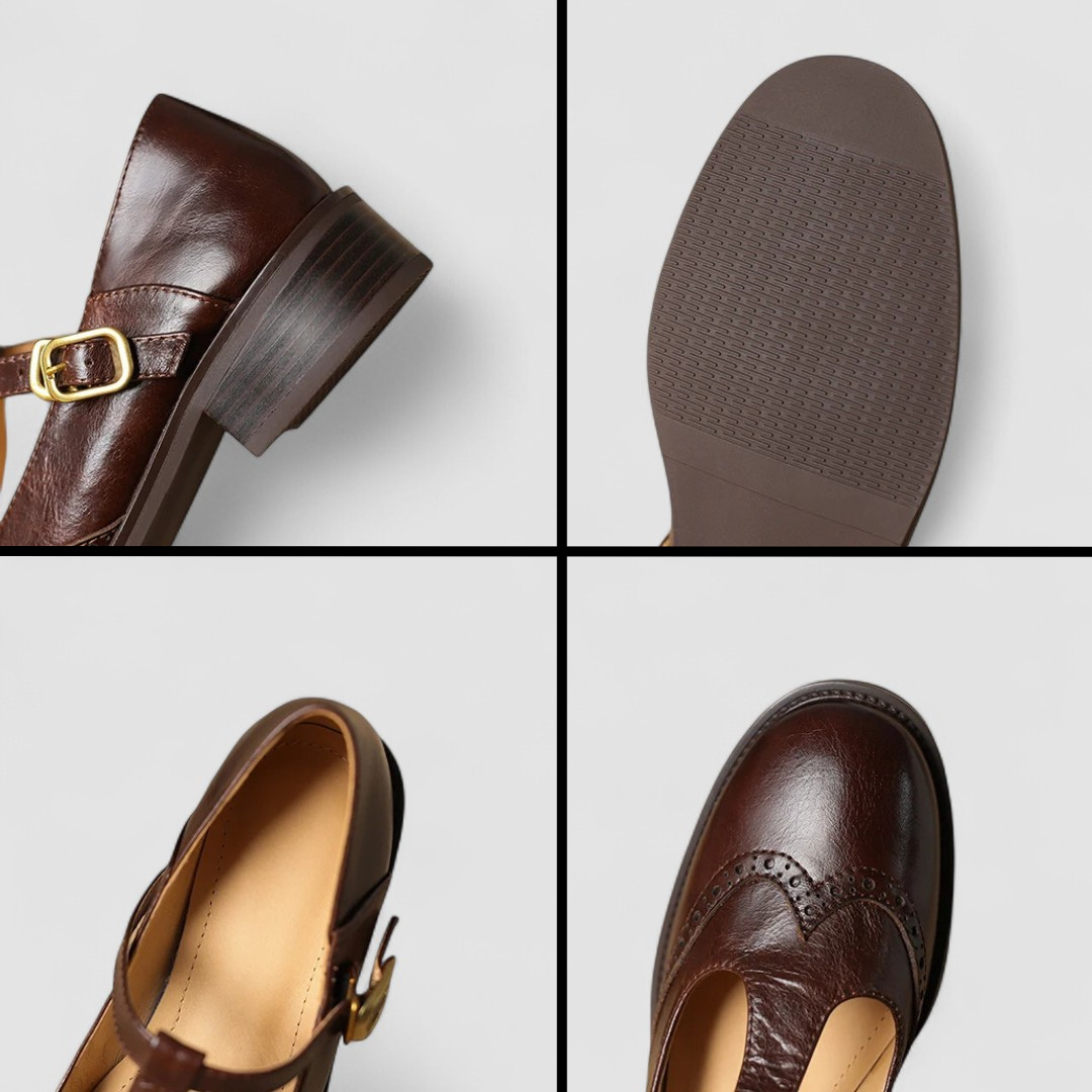 Eleganti scarpe Mary Jane in pelle con tacco a blocco e fibbia per donne – Comode e senza tempo