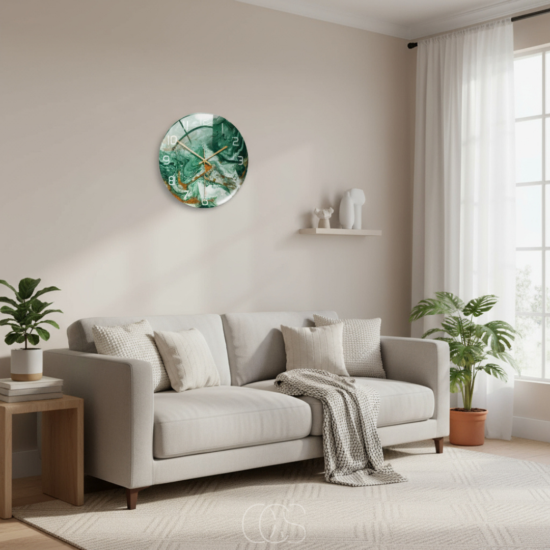 Ambrélie - Orologio da parete elegante e lucido con effetto marmo