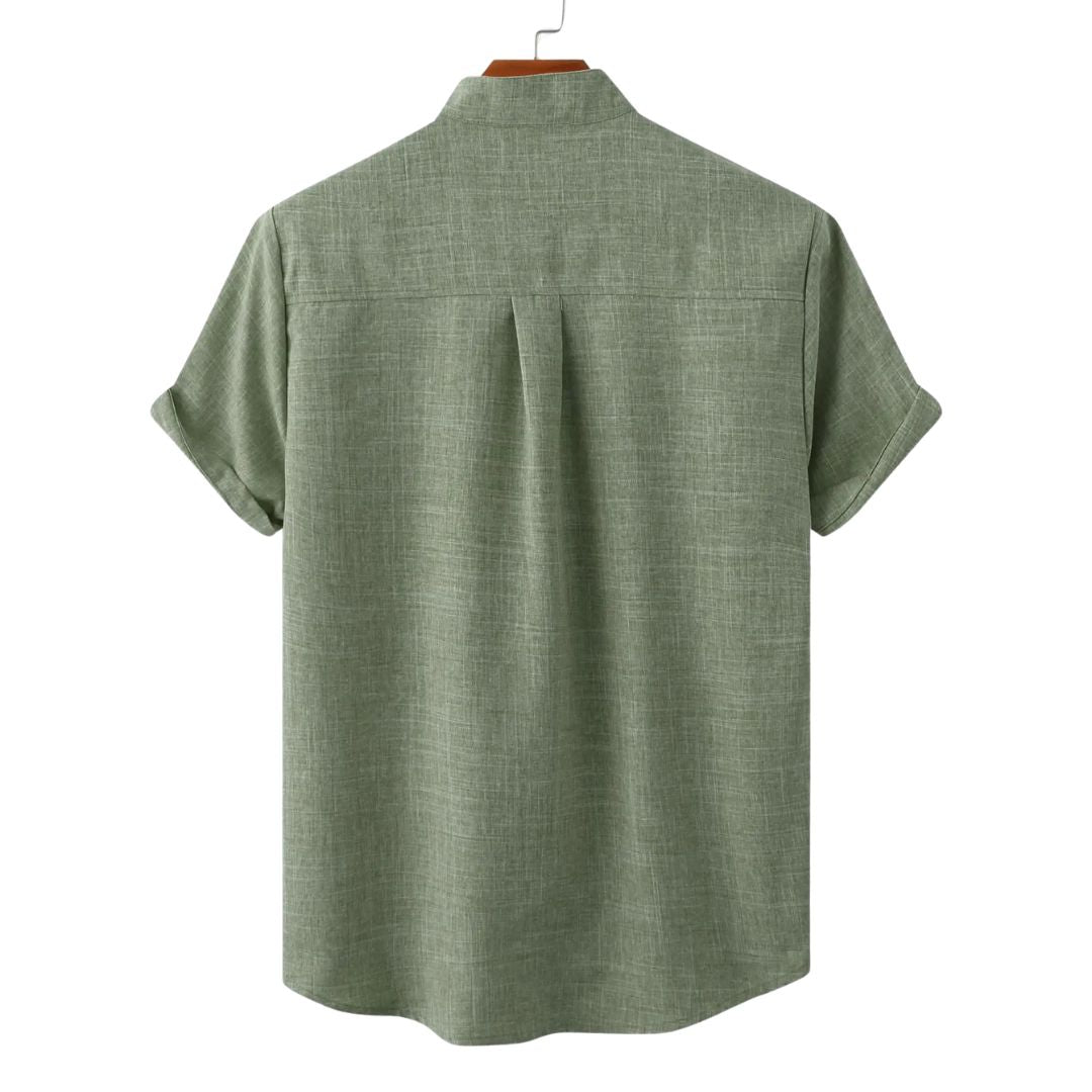 camicia lino uomo maniche corte con taschino