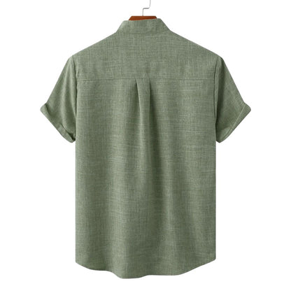 camicia lino uomo maniche corte con taschino
