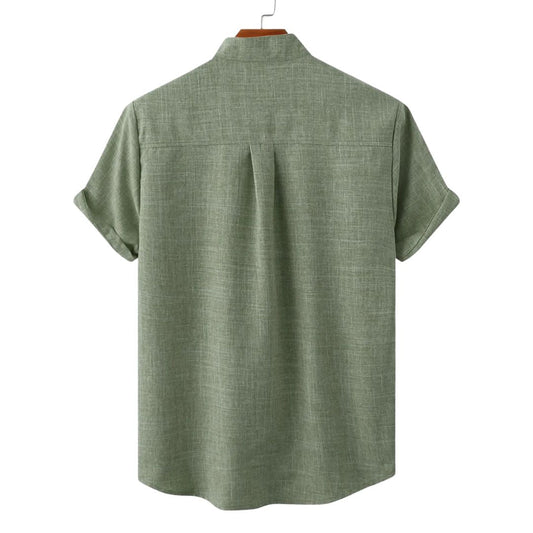 camicia lino uomo maniche corte con taschino