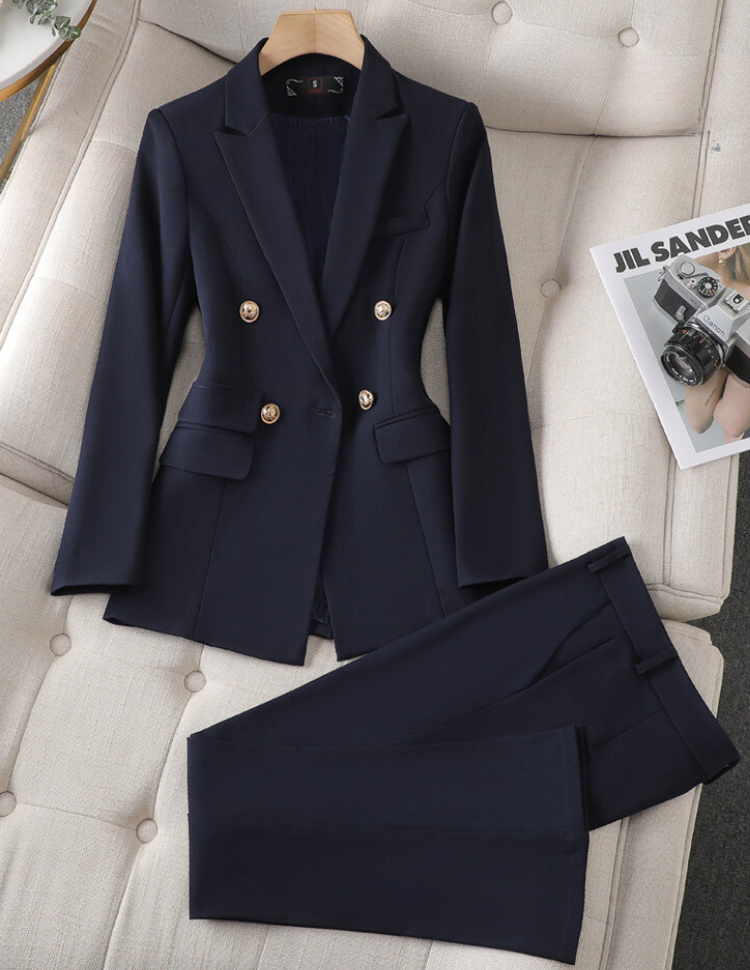 Kounie - Blazer e completo pantaloni con pieghe doppie