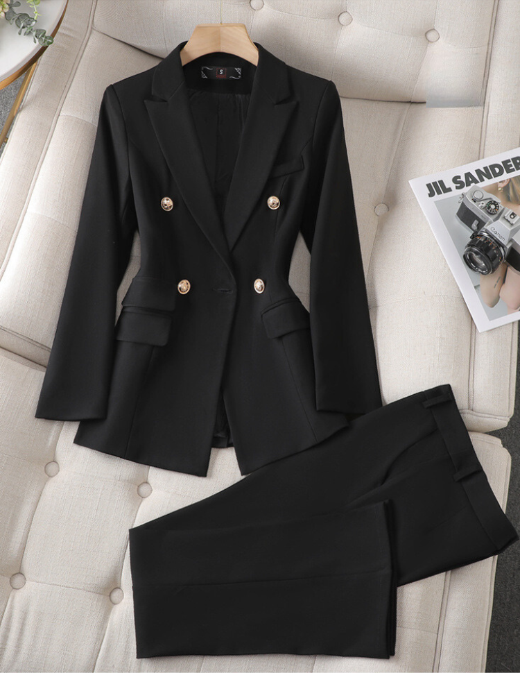 Kounie - Blazer e completo pantaloni con pieghe doppie