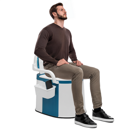 LooZen - Toilette portatile per adulti e anziani - Comodino da 5 galloni con coperchio, maniglie e schienale