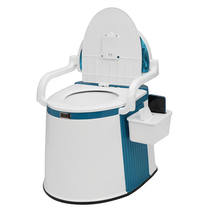 LooZen - Toilette portatile per adulti e anziani - Comò da 5 galloni con coperchio, maniglie e schienale