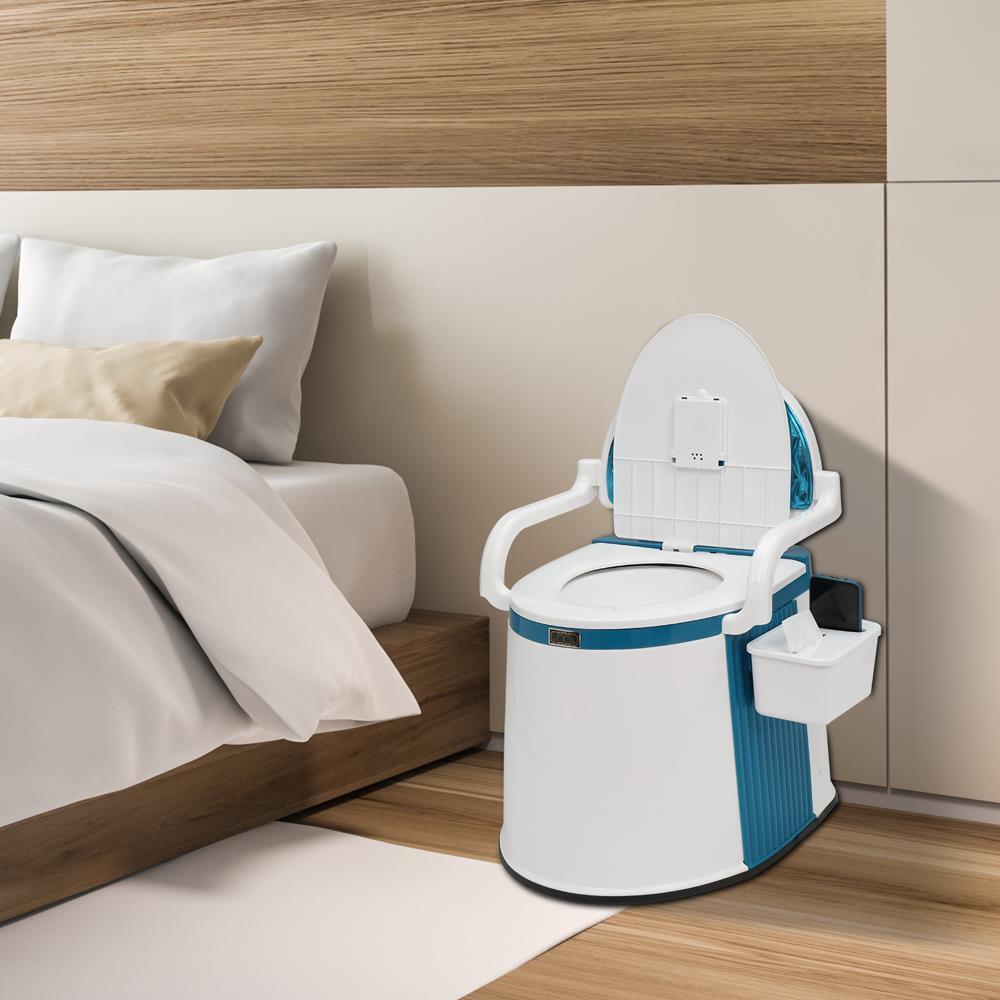 LooZen - Toilette portatile per adulti e anziani - Comò da 5 galloni con coperchio, maniglie e schienale