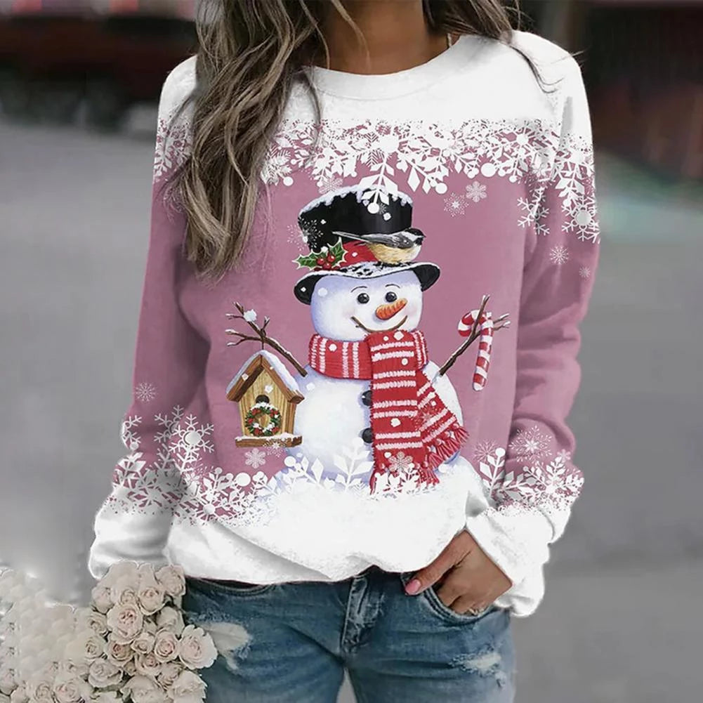 Lisha - Maglione di Natale per donne con pupazzo di neve