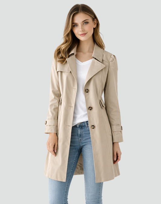 Trench elegante con cintura in vita – Cappotto da donna senza tempo per la transizione