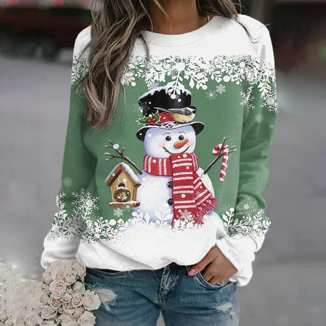 Lisha - Maglione di Natale per donne con pupazzo di neve