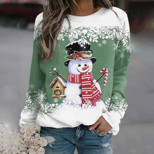 Lisha - Maglione di Natale per donne con pupazzo di neve