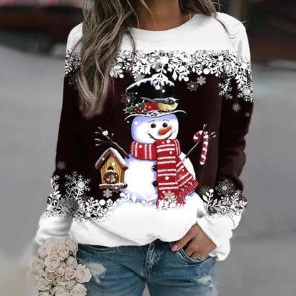 Lisha - Maglione di Natale per donne con pupazzo di neve