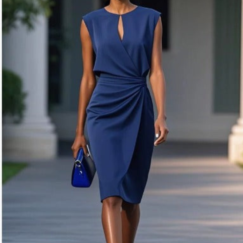 Abito avvolgente elegante con dettaglio drappeggiato – Abito midi aderente per donne
