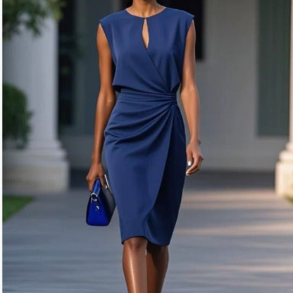 Abito avvolgente elegante con dettaglio drappeggiato – Abito midi aderente per donne