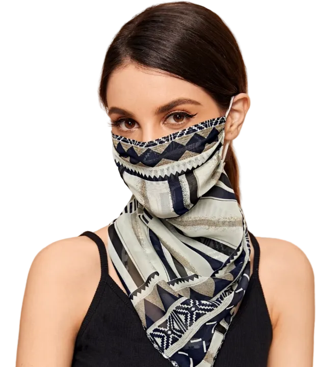 Sérélia - Foulard in Nero e Bianco con Ganci per Orecchie