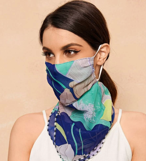 Sérélia - Foulard in Nero e Bianco con Ganci per Orecchie